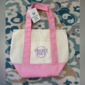 Trader Joe’s Mini Pastel Canvas Tote Bag Pink